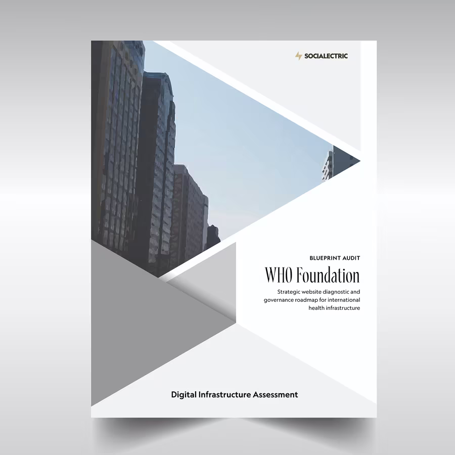 The cover of a Blueprint Audit report prepared for the WHO Foundation, titled “Digital Infrastructure Assessment”.